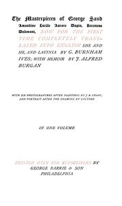 She and he; Lavinia; Memoir