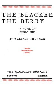 The blacker the berry : $b a novel of negro life